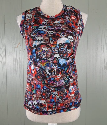 InknBurn Tech Top Womens 4 Run Or Die Red Skull Sleeveless Punk Yoga Athletic - Image 1 of 4