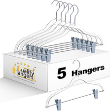 Clear Plastic Pants Hangers with Clips 5 Pack Heavy Duty Skirt Hangers Swivel
