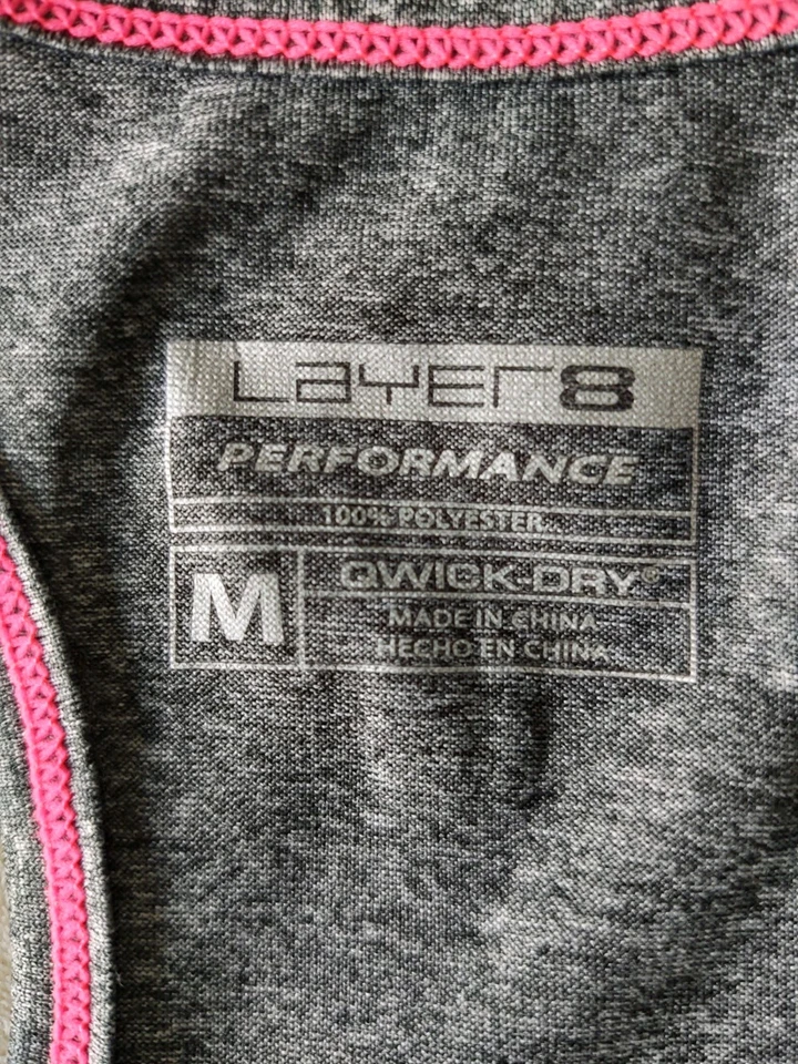 Camiseta sin mangas Capa 8 Performance Secado Rápido Racerback Ropa deportiva Gris Medio Rosa Foto 2 de 3