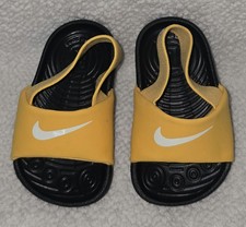 Nike Kawa Baby/Toddler Slides Black/Gold Sandals Sz 6c BV1094-003