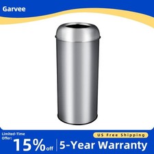 65L 17Gal Stainless Steel Tall Open Top Commercial Grade Trash Can Indoor Outdoo