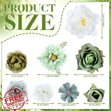 BBTO 21pc Forest Green Rose Flower Hair Clips Barrettes Bride Wedding