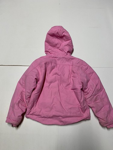 Carhartt Jacket Youth Small Pink Full Zip Canvas Sherpa Lined Hooded Girls 7-8 - Picture 3 of 5