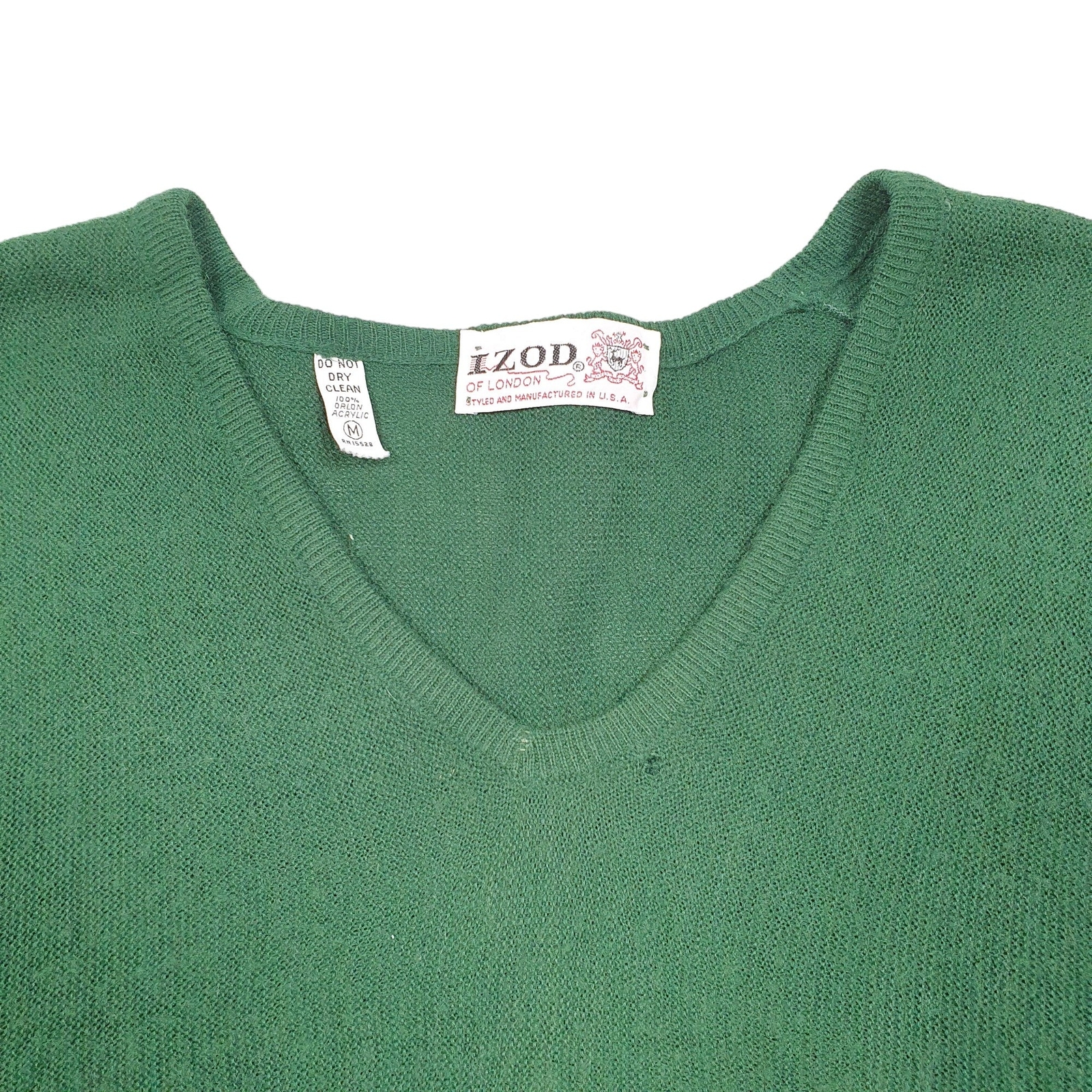 IZOD V Neck Of London Vintage Knit Made In USA Jumper Sweatshirt Mens L image 2