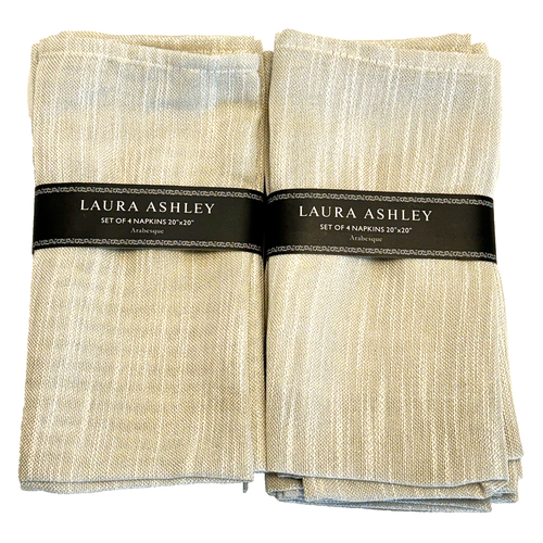 Laura Ashley Arabesque Table Napkins 20 x 20 Set of 8 Shimmery