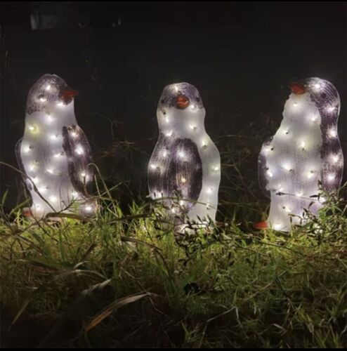 LED Leucht Acryl Pinguine 3 Stück Deko für Weihnachten Garten Außen Deko - Bild 7 von 7