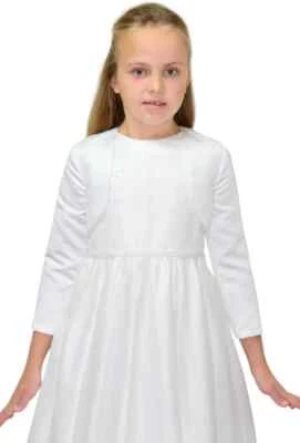 HBH Mädchen Kinder Satin Bolero Jacke,Kommunion Tauf Hochzeit,Weiß,6-14 Jahre