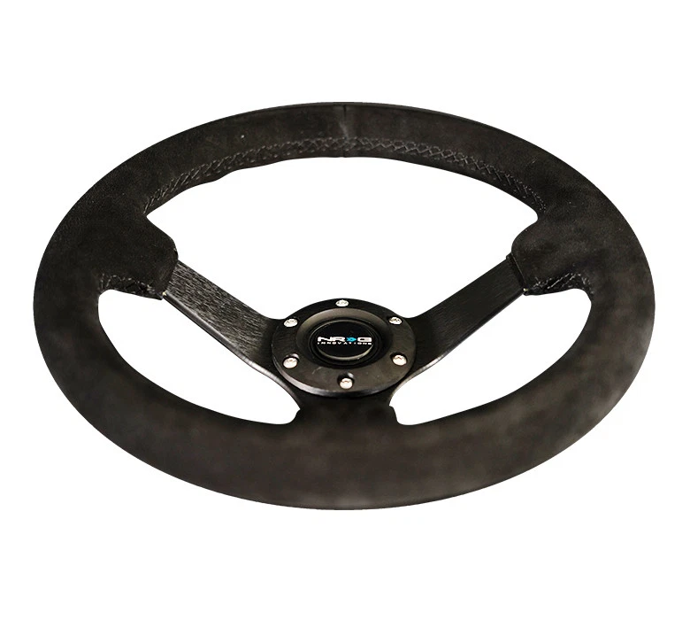 NEW NRG REINFORCED 330MM 3"DEEP DISH BLACK SUEDE STEERING WHEEL RST-033BK-S - Image 3 of 4