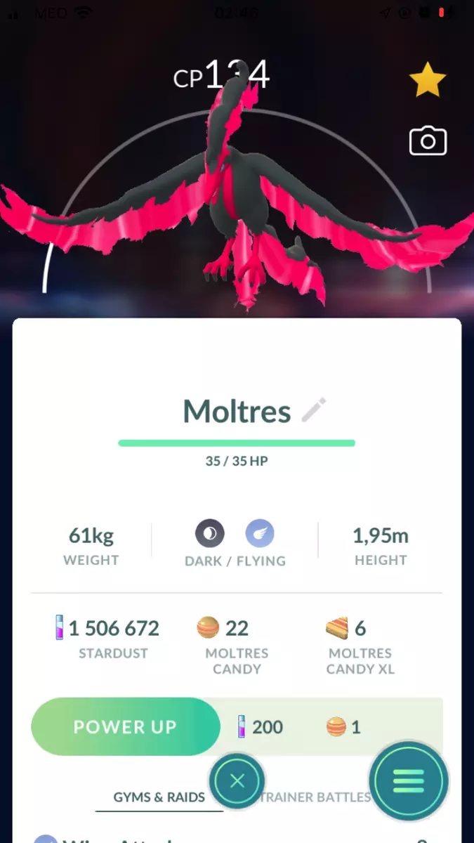 Shiny Moltres Pokemon Trade Go