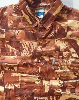 COLUMBIA SPORTSWEAR Yosemite Hawaiian Camp Shirt XXL Grizzly Arch Bighorn EAGLE