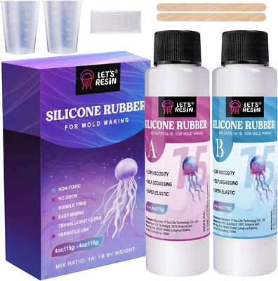 LET'S RESIN 8oz Silikon Formenbau Probierset, Schnellhärtende Formenbau Silikon &