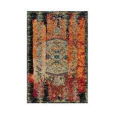3'2" x 5'1" Coral Rose Red Hand Knotted Ancient Ottoman Erased Design Rug R90228