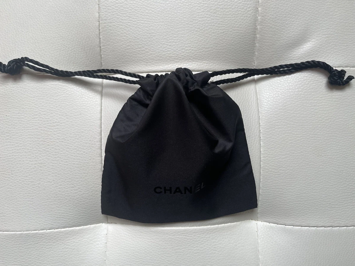 Chanel Black Satin Drawstring Dust Bag Small Size