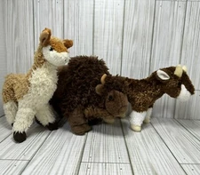 Douglas Llama Cow Buffalo Plush Lot Of 3 Small Wild Stuffed Animals Toys       C