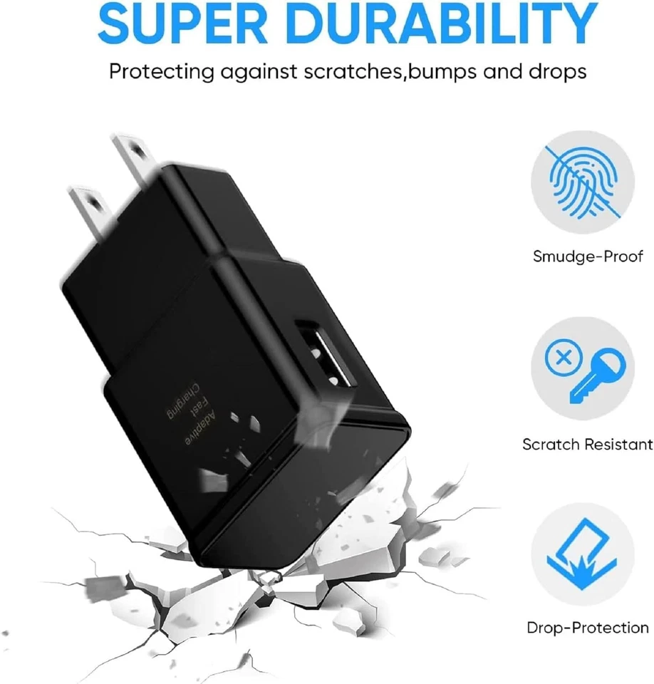 Cable Adaptable Carga Rápida Tipo C + Adaptador Cargador Pared/Viaje Cable USB-C de 4 pies Foto 3 de 4