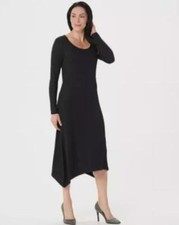 NEW NWOT Black Sz Small Casual Soft Stretchy Microfiber Long Sleeve Comfy Dress