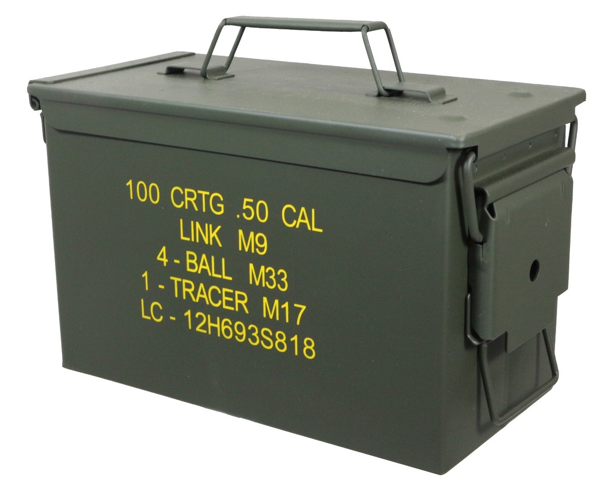 NEW .50 Cal US Army M2A1 METAL AMMO CAN - Ammunition Tin Storage