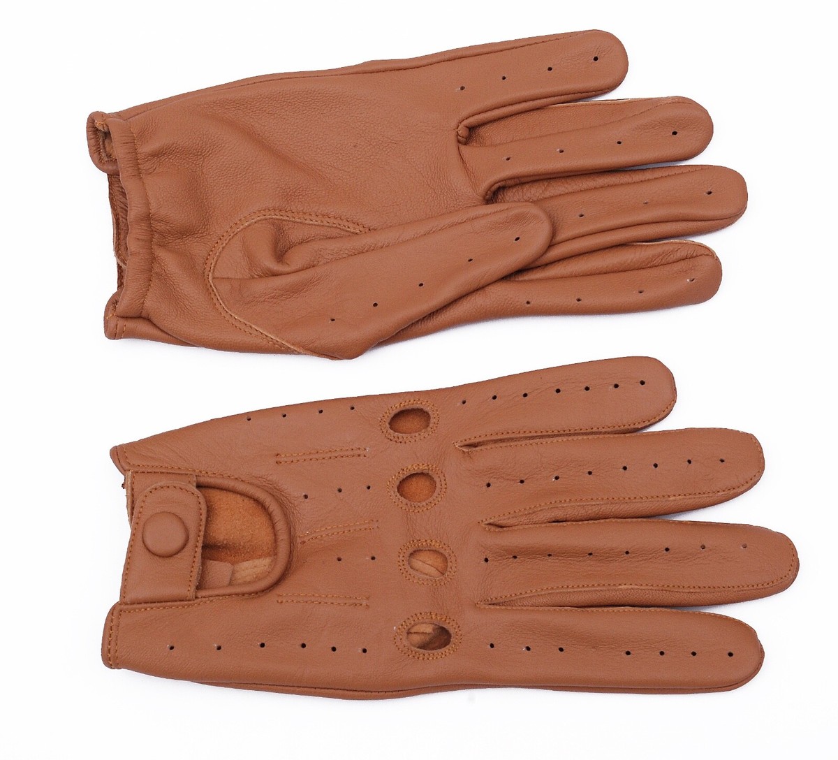 Brown Leather Top Men's Genuine Sheep Leather Driving Gloves