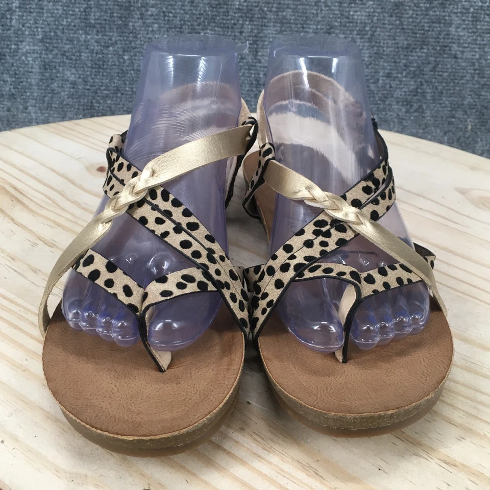 Blowfish Sandals Womens 8.5 Gineh Strappy Gold Faux Leather Leopard Print Buckle - Image 4 of 4