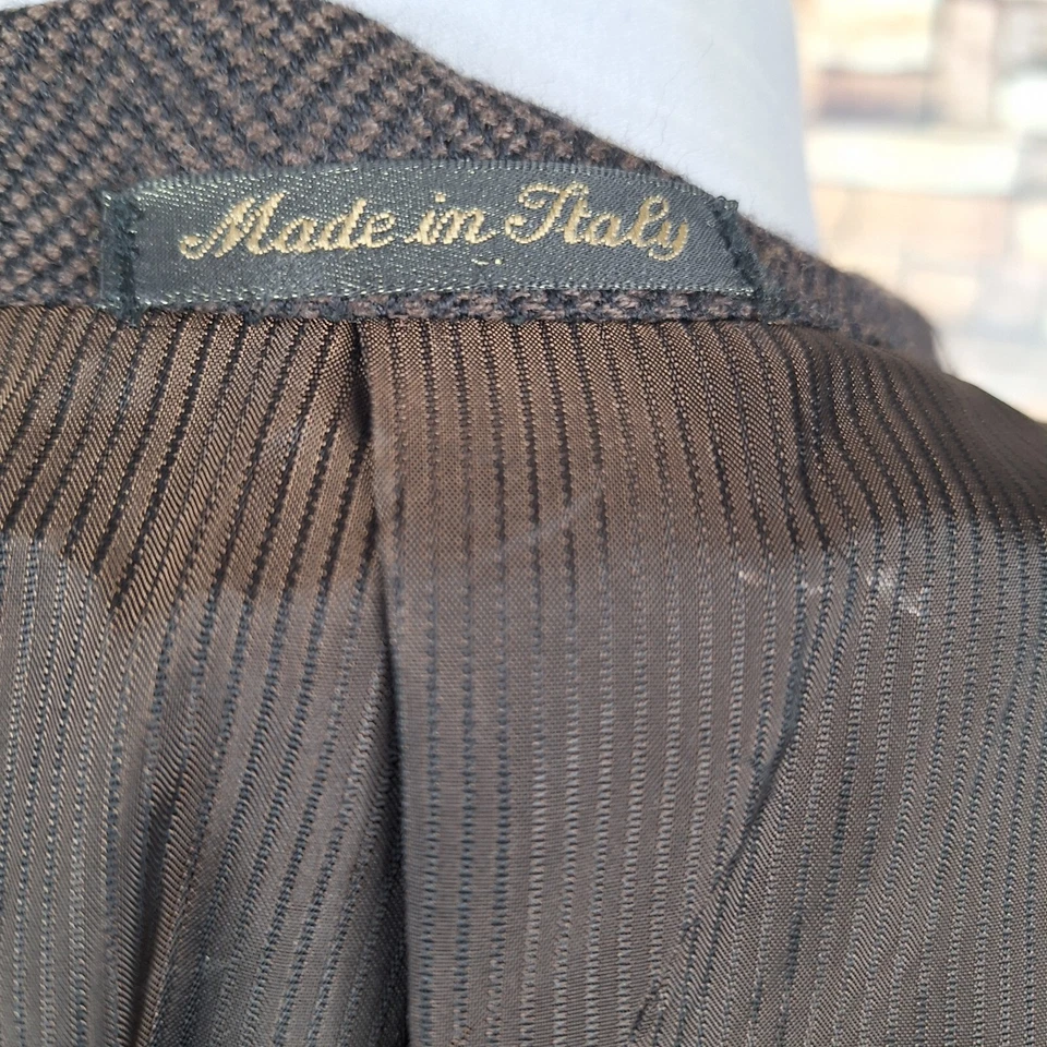 Abrigo Chaqueta Deportivo Pal Zileri Para Hombre 42L Marrón Espiga Tweed Suave Hecho en Italia Foto 2 de 4
