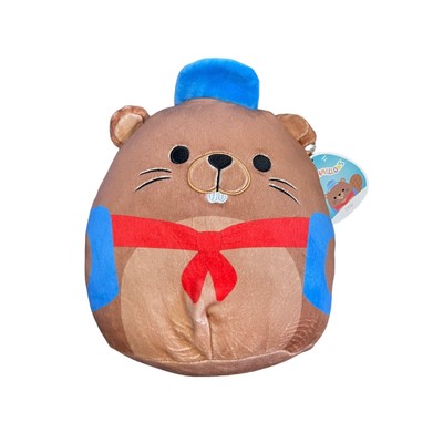 Squishmallow plush stuffed animal CHIP the Beaver BACK TO SCHOOL hat backpack 8''
