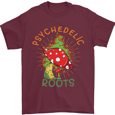 Psychedelic Roots Magic Mushrooms LSD Hippy Mens T-Shirt 100% Cotton