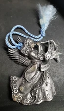 Avon Pewter Angel Christmas Tree Ornament 2002 2YK