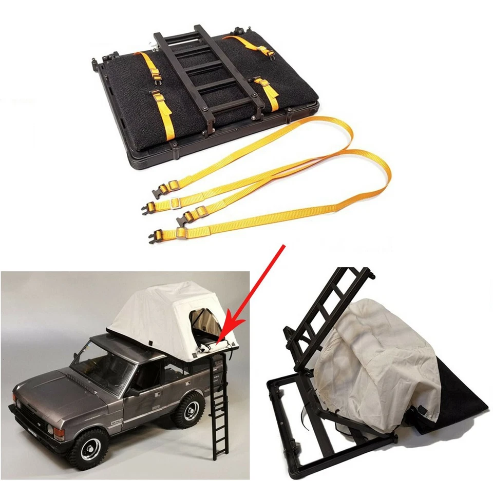 Simulation Roof Top Tent Folding with Ladder For 1/8 1/10 SCX10 TRX4 D90 RC Car/ - Image 3 of 4