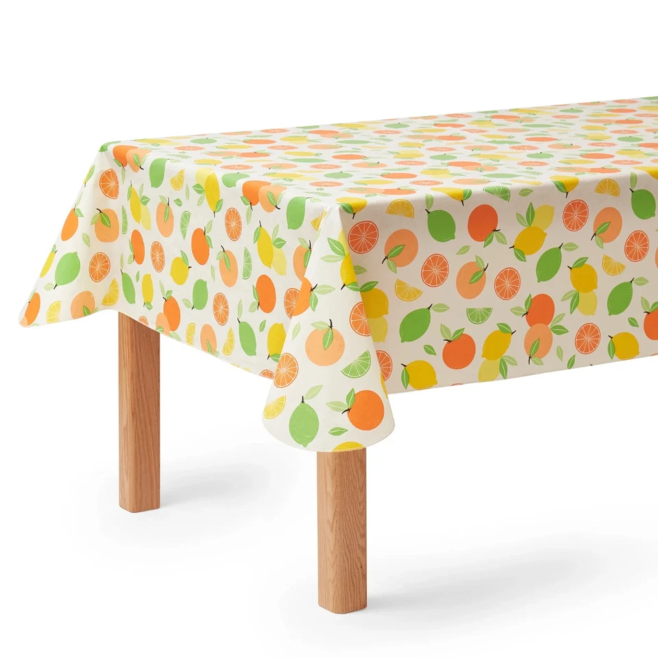 Citrus Toss PEVA Tablecloth 60" x 84" Rectangle Polyester Backing New Home Gift - Image 3 of 4