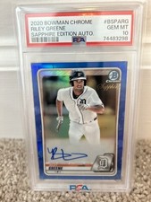 2020 Bowman Chrome Sapphire Edition Auto Riley Greene PSA 10
