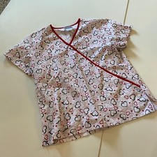Womens Scrub Top Shirt SB Scrubs Sz Medium Hearts Valentines Love M