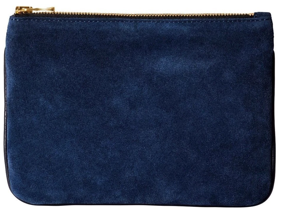 BALMAIN Paris x H+M Women's Small Suede & Leather Clutch / Cosmetic Bag Blue NWT - Image 4 of 4