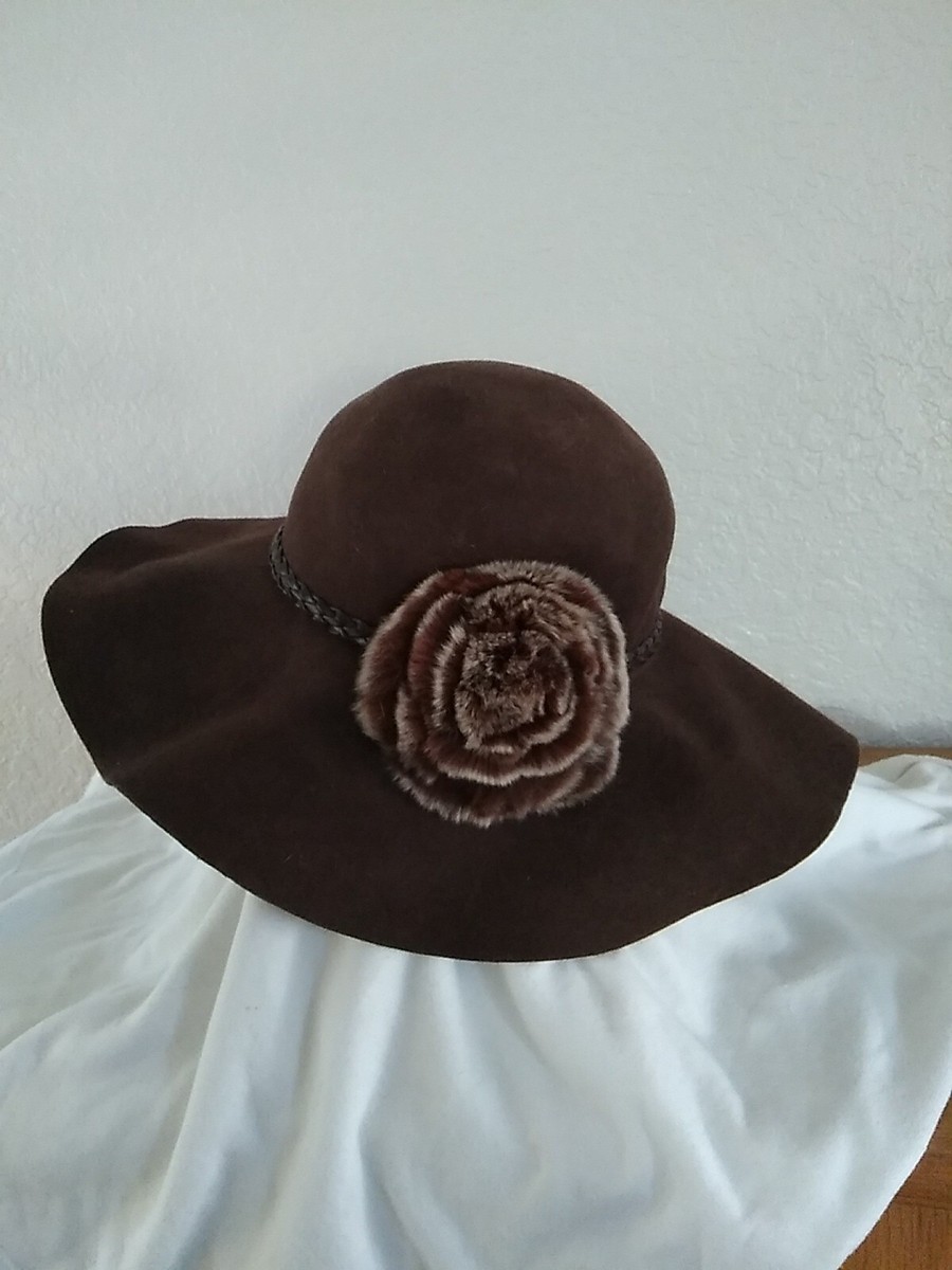 Saks Fifth Avenue Braided Cord Trim Wool Floppy Hat Black Brown Wide Brim Braided Floppy Beach Hat for Large Heads - Fadivo  main image 4
