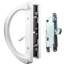 Patio Door Handle Set + Mortise Lock 45° for Sliding Glass Door 3-15/16” Screw H