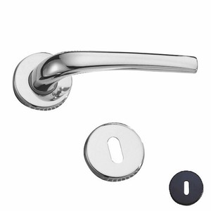 MANIGLIE IN COPPIA ROSETTA SERIE FEBE F//PATENT PER PORTA OTTONE CROMO SATINATO