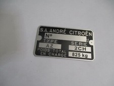 Typenschild Citroen Schild AZ 2CH Oldtimer s104