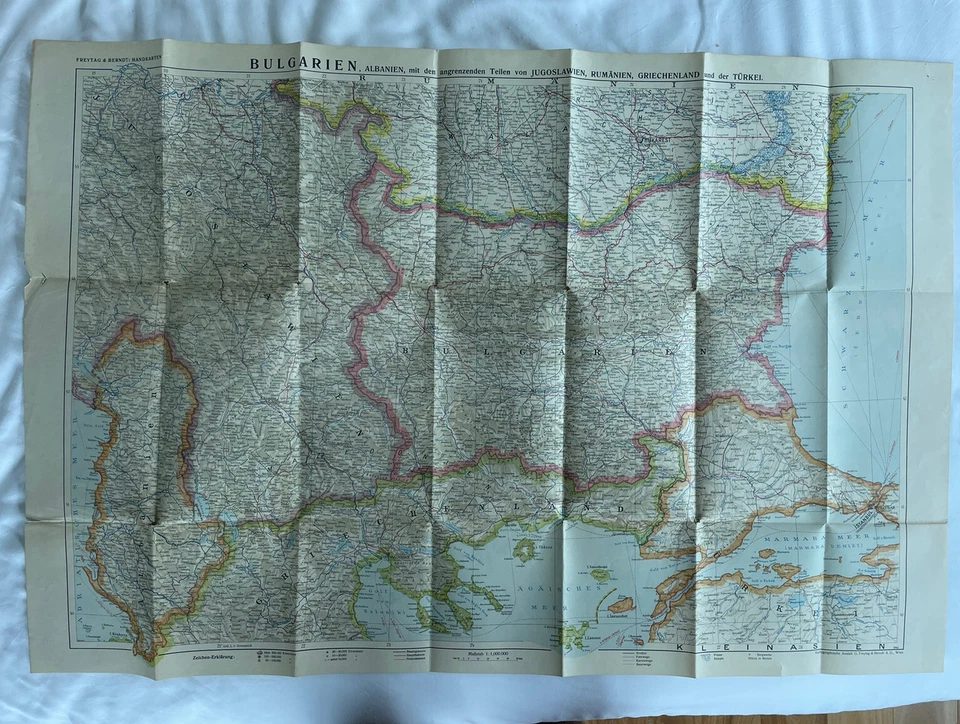 Freytag Berndt Artaria Hand Kart Wien mapa grande Bulgária Grécia Iugoslávia - Imagem 3 de 4