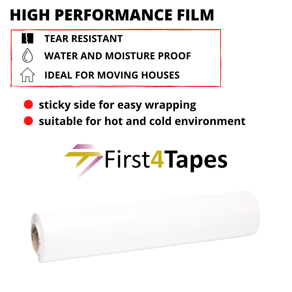 Clear Pallet Wrap Shrink Flush Core 500mm x 163M 20Mu Stretch Shrink