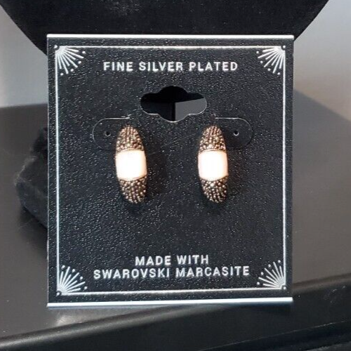 Macys Genuine Swarovski Marcasite Pink Earrings Rose Gold Tone