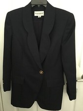 JOHN MEYER of NORWICH Blue Blazer Career Jacket 1 Button Double Breasted Size 6