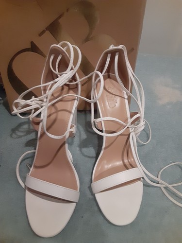 Charlotte Russe White tie up heels Sz 9 | eBay