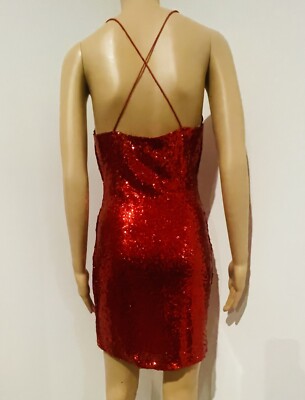 b smart red sequin dress B. Smart Red Sequin Mini Dress Sz M Medium Party Cocktail Strappy Open Back  NWOT