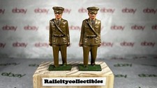 Vintage 1930's Grey Iron Cast Iron Barclay Army Soldier Lot Of 2 - Rare Find 