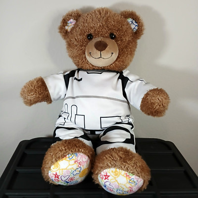 BuildABear Workshop Teddy Bear 16 inches wears StarWar black and white suit PLA
