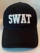 SWAT Black Adjustable Costume Hat Embroidered Logos
