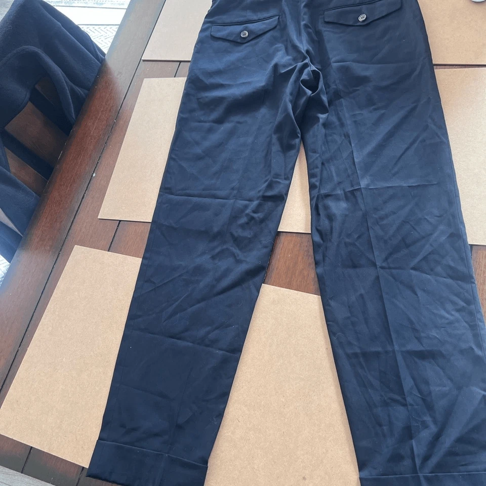 Dries Van Noten 缠绕裤女式 46 码蓝色斜杠口袋腰带环 — 第 2/4 张图片