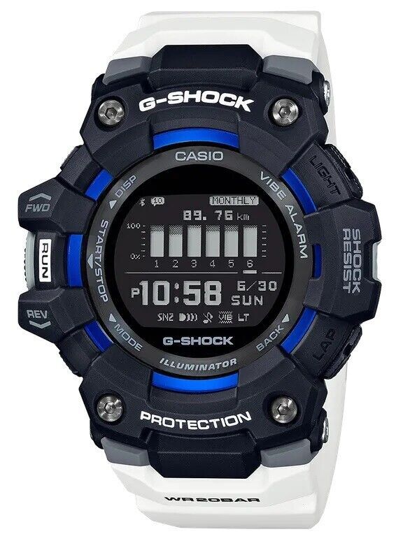 Casio G-SHOCK G-SQUAD 49mm Black Resin/Aluminum Case, White Resin