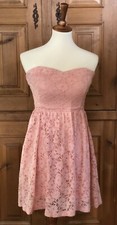 Windsor Peach Salmon Lace Sleeveless Strapless Party Formal Cocktail Dress M EUC