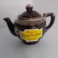 Mid-century Modern Teapot Japan brown drip 16 oz Original advertising and tag 