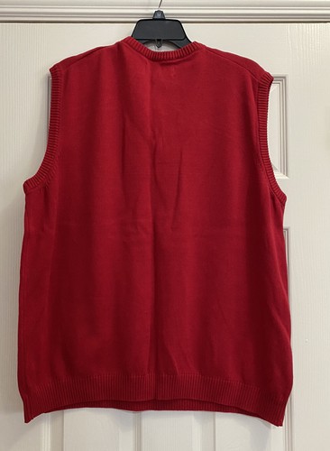 NWOT Chaps Knit Sweater Vest Men’s Sleeveless V-Neck Logo Red Sz XL , $45.00 - Picture 4 of 10